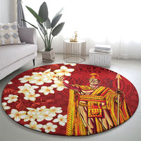 Hawaii King Kamehameha Round Carpet Plumeria Lauhala Pattern LT01 - Polynesian Pride