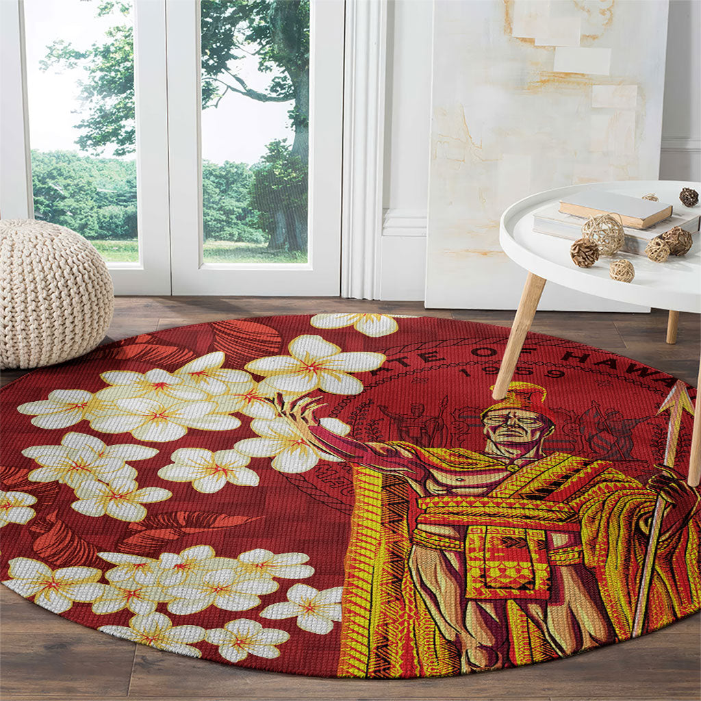 Hawaii King Kamehameha Round Carpet Plumeria Lauhala Pattern LT01 - Polynesian Pride