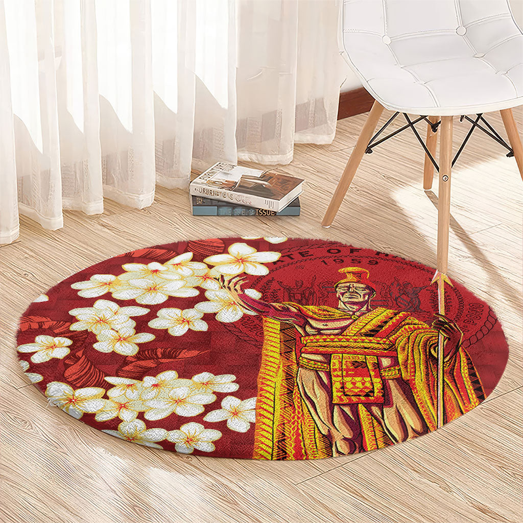 Hawaii King Kamehameha Round Carpet Plumeria Lauhala Pattern LT01 - Polynesian Pride