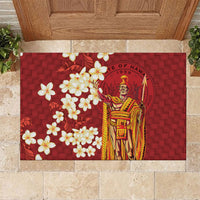 Hawaii King Kamehameha Rubber Doormat Plumeria Lauhala Pattern LT01 Red - Polynesian Pride