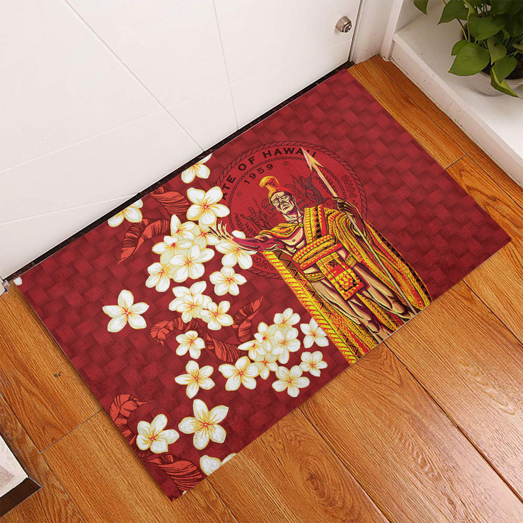 Hawaii King Kamehameha Rubber Doormat Plumeria Lauhala Pattern LT01 - Polynesian Pride