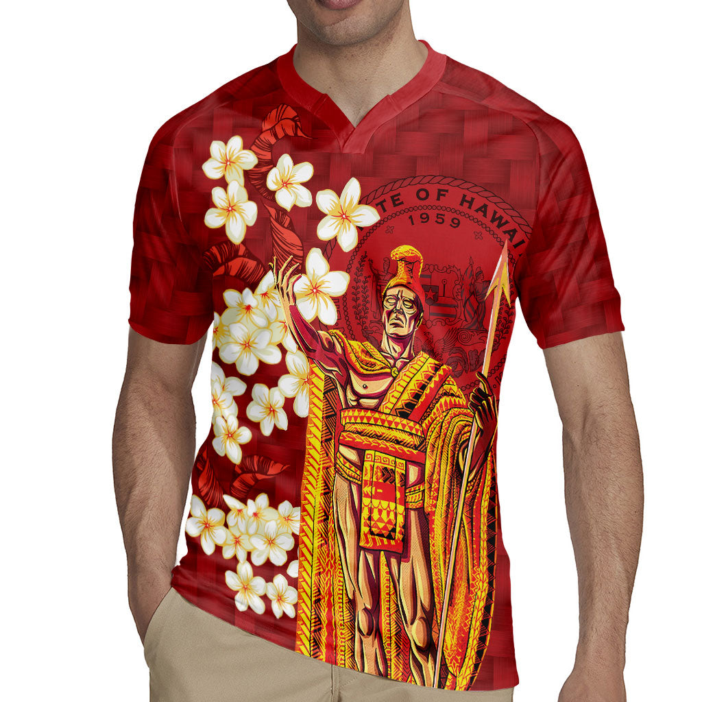 Hawaii King Kamehameha Rugby Jersey Plumeria Lauhala Pattern LT01 - Polynesian Pride