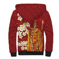 Hawaii King Kamehameha Sherpa Hoodie Plumeria Lauhala Pattern LT01 - Polynesian Pride