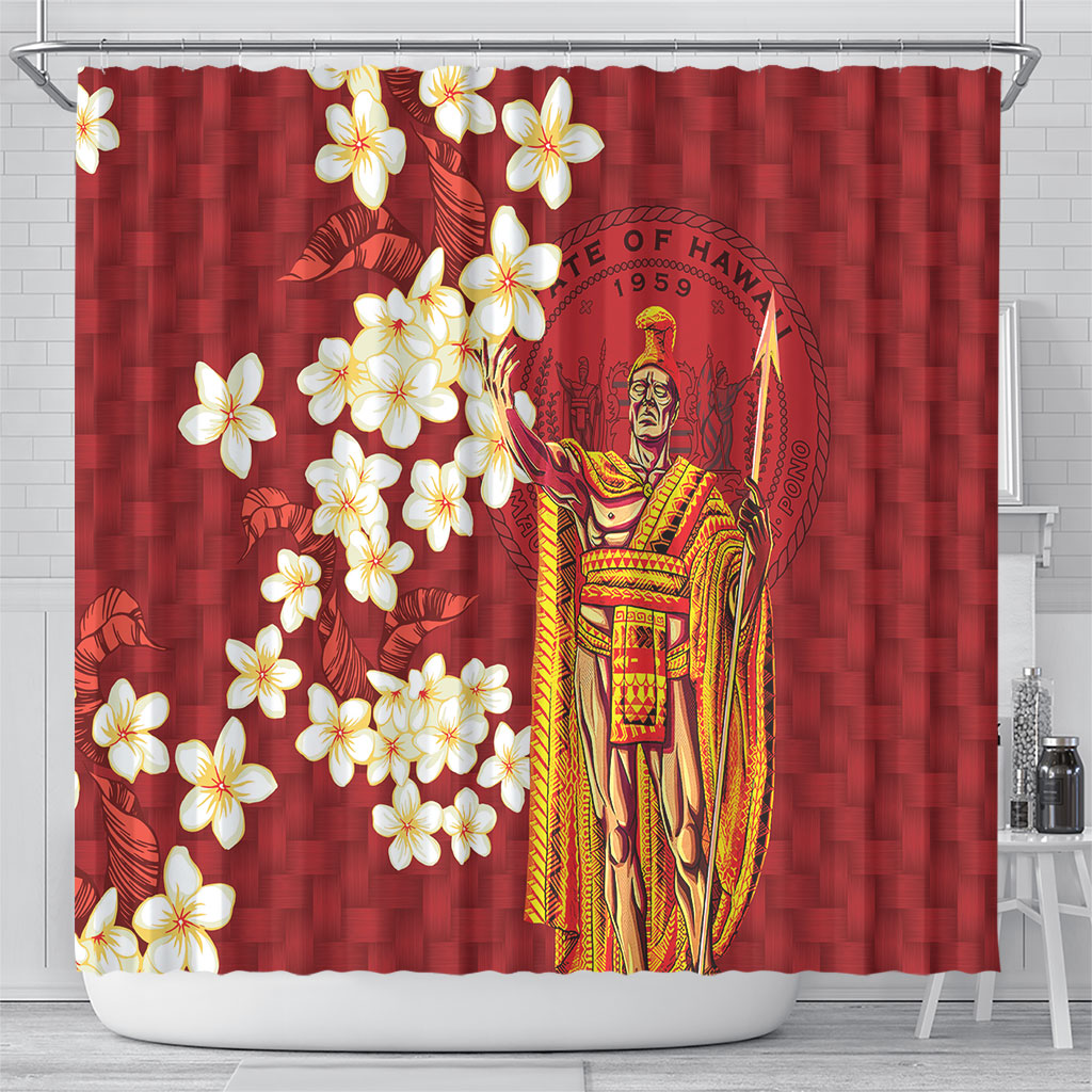 Hawaii King Kamehameha Shower Curtain Plumeria Lauhala Pattern LT01 - Polynesian Pride