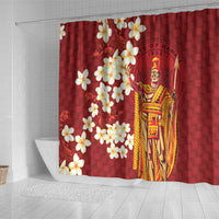 Hawaii King Kamehameha Shower Curtain Plumeria Lauhala Pattern LT01 - Polynesian Pride