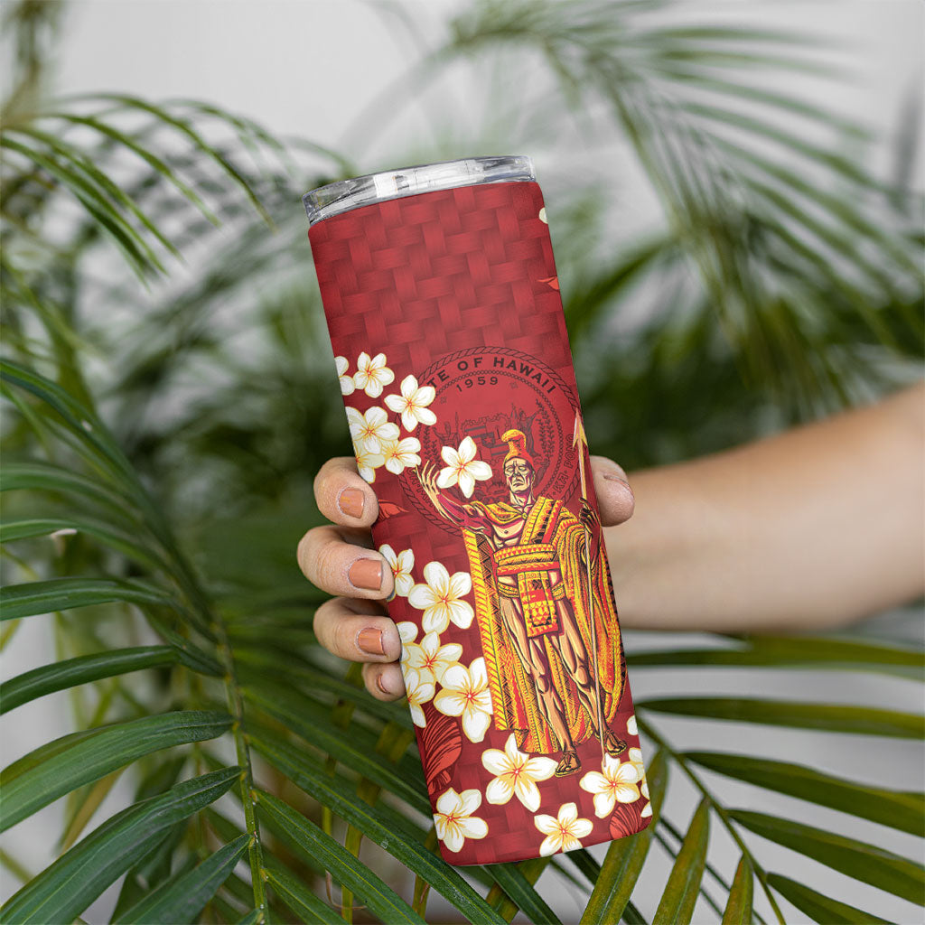 Hawaii King Kamehameha Skinny Tumbler Plumeria Lauhala Pattern LT01 - Polynesian Pride