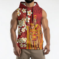 Hawaii King Kamehameha Sleeveless Hoodie Plumeria Lauhala Pattern LT01 - Polynesian Pride