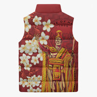 Hawaii King Kamehameha Sleeveless Puffer Jacket Plumeria Lauhala Pattern LT01 - Polynesian Pride