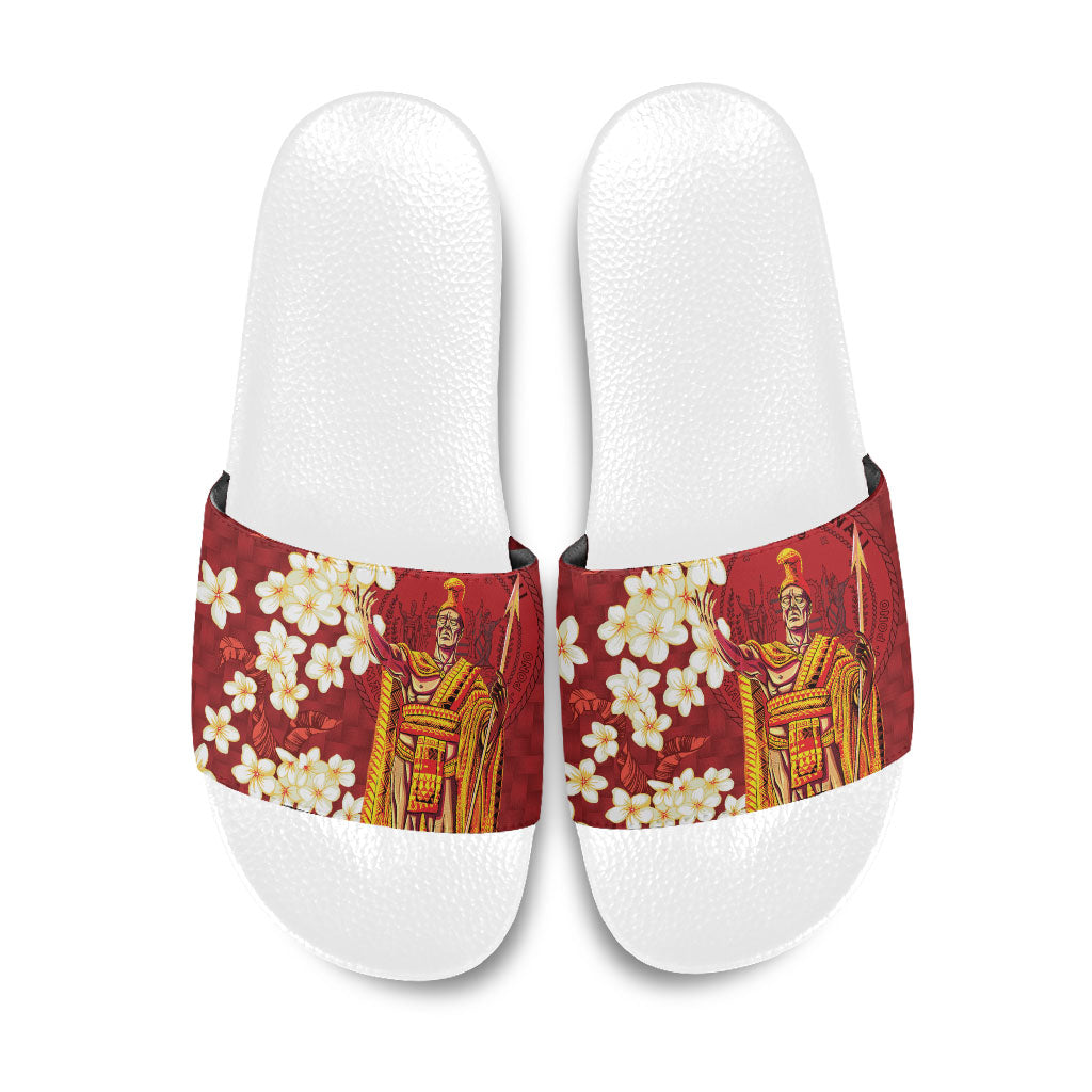 Hawaii King Kamehameha Slide Sandals Plumeria Lauhala Pattern LT01 Red - Polynesian Pride