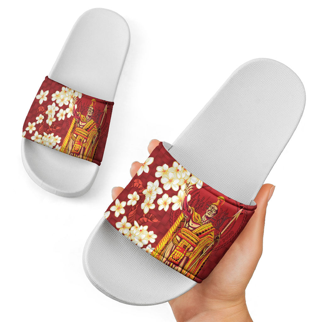 Hawaii King Kamehameha Slide Sandals Plumeria Lauhala Pattern LT01 - Polynesian Pride