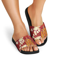Hawaii King Kamehameha Slide Sandals Plumeria Lauhala Pattern LT01 - Polynesian Pride