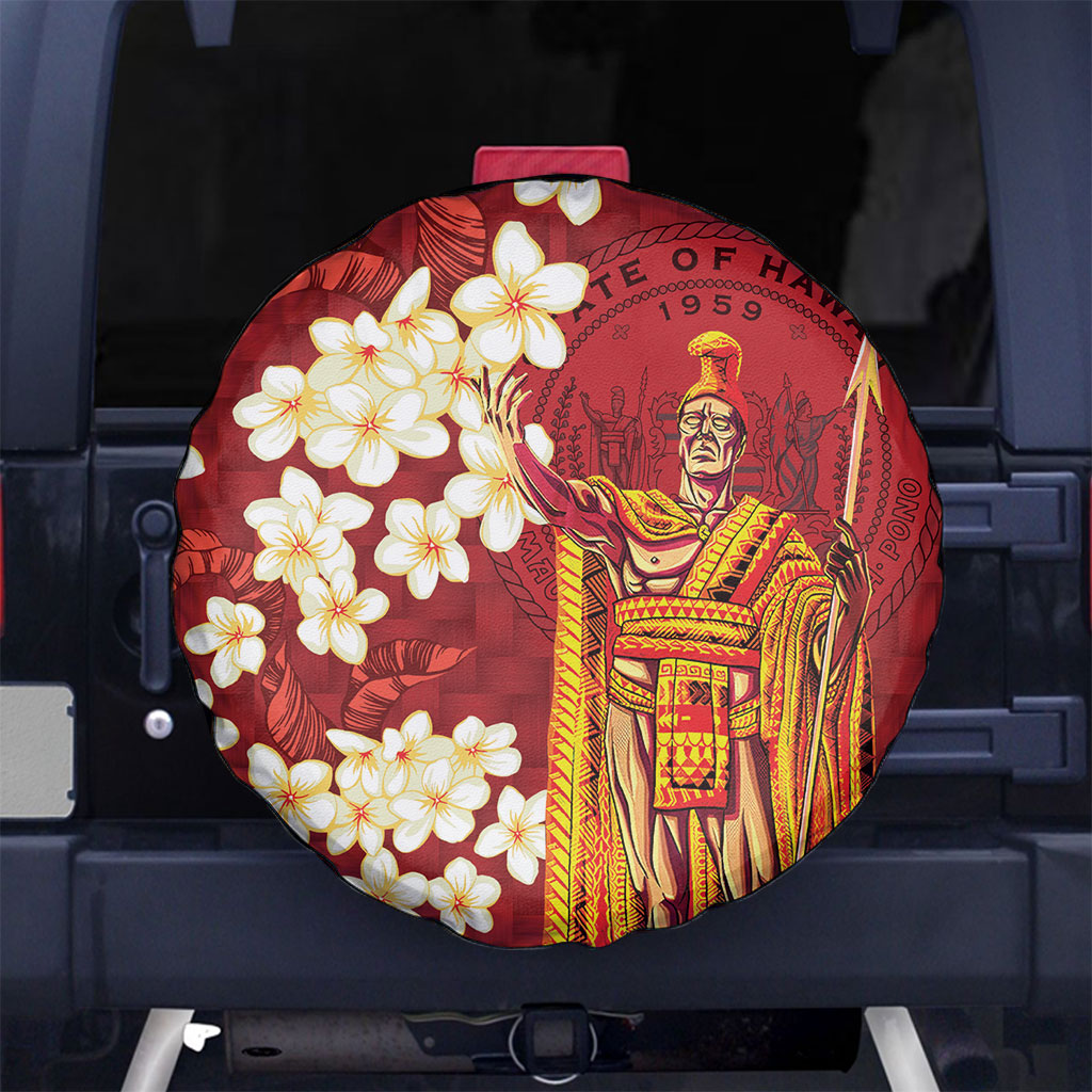 Hawaii King Kamehameha Spare Tire Cover Plumeria Lauhala Pattern LT01 No hole Red - Polynesian Pride