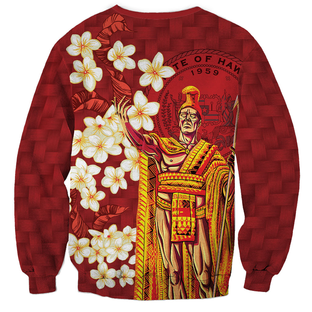 Hawaii King Kamehameha Sweatshirt Plumeria Lauhala Pattern LT01 - Polynesian Pride