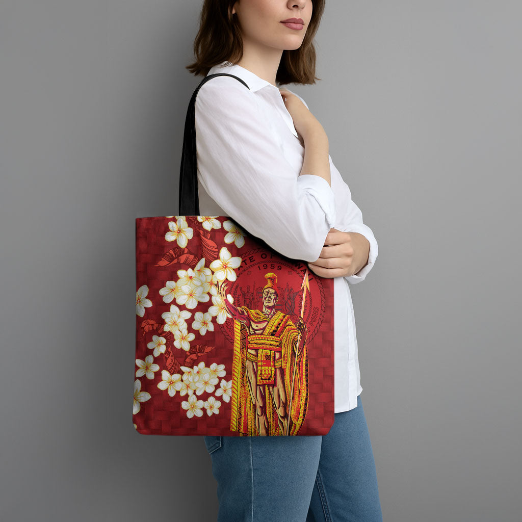 Hawaii King Kamehameha Tote Bag Plumeria Lauhala Pattern LT01 - Polynesian Pride