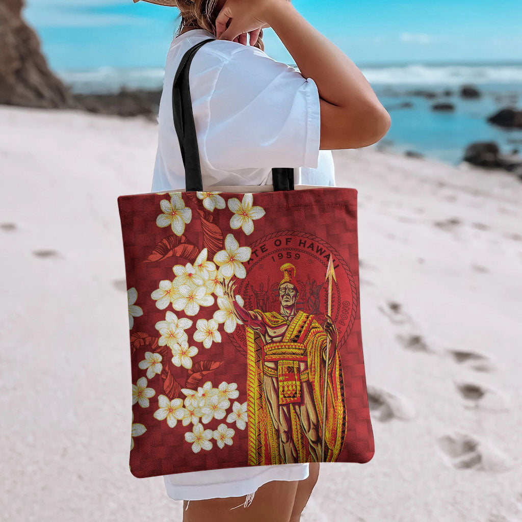 Hawaii King Kamehameha Tote Bag Plumeria Lauhala Pattern LT01 - Polynesian Pride