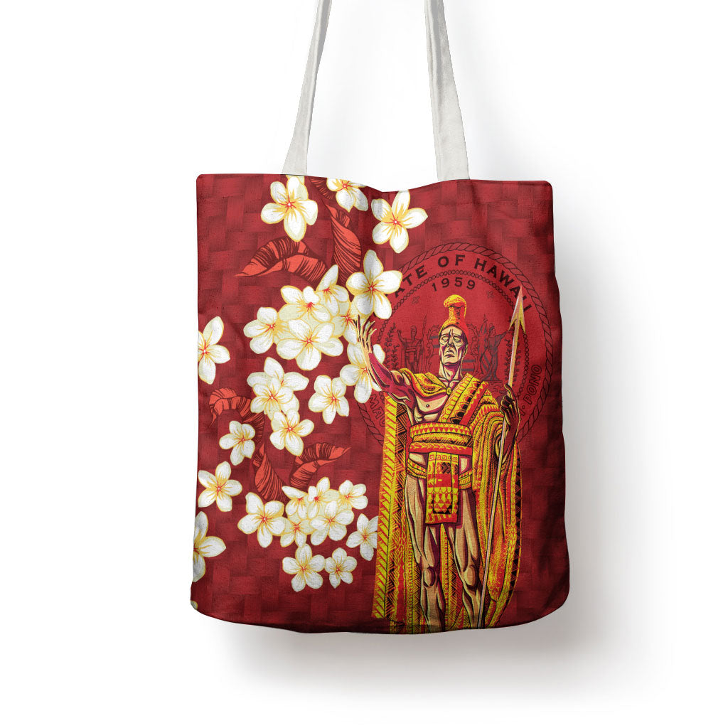 Hawaii King Kamehameha Tote Bag Plumeria Lauhala Pattern LT01 - Polynesian Pride