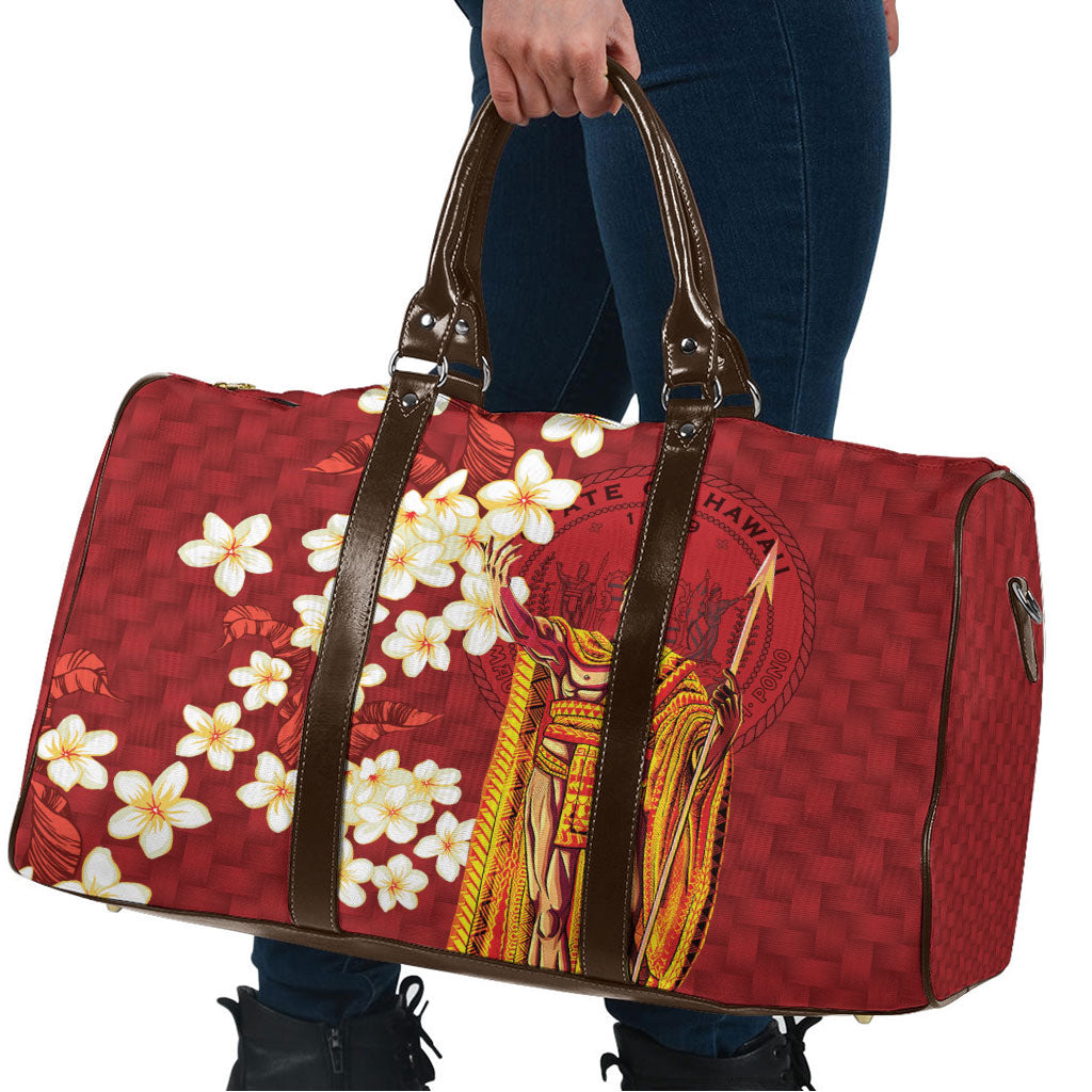 Hawaii King Kamehameha Travel Bag Plumeria Lauhala Pattern LT01 - Polynesian Pride