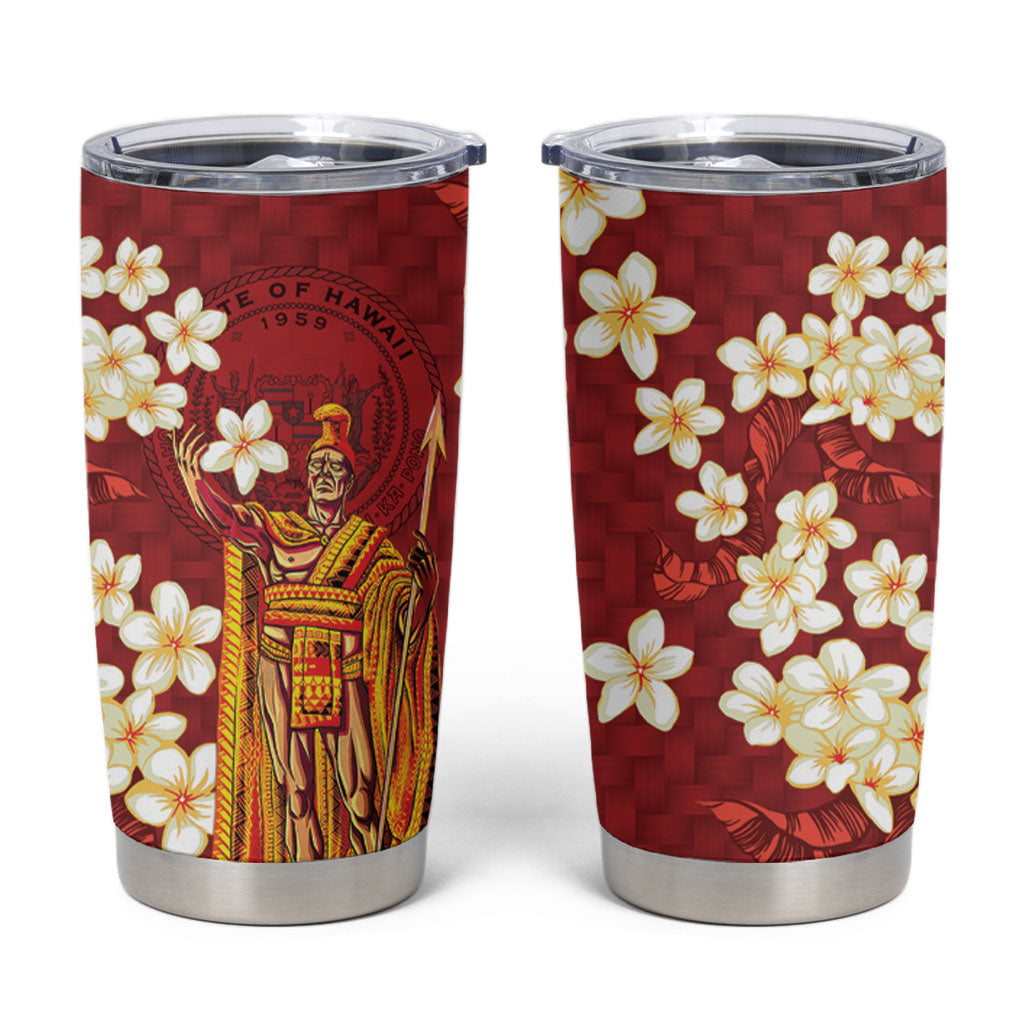 Hawaii King Kamehameha Tumbler Cup Plumeria Lauhala Pattern LT01 Red - Polynesian Pride
