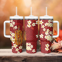 Hawaii King Kamehameha Tumbler With Handle Plumeria Lauhala Pattern LT01 - Polynesian Pride