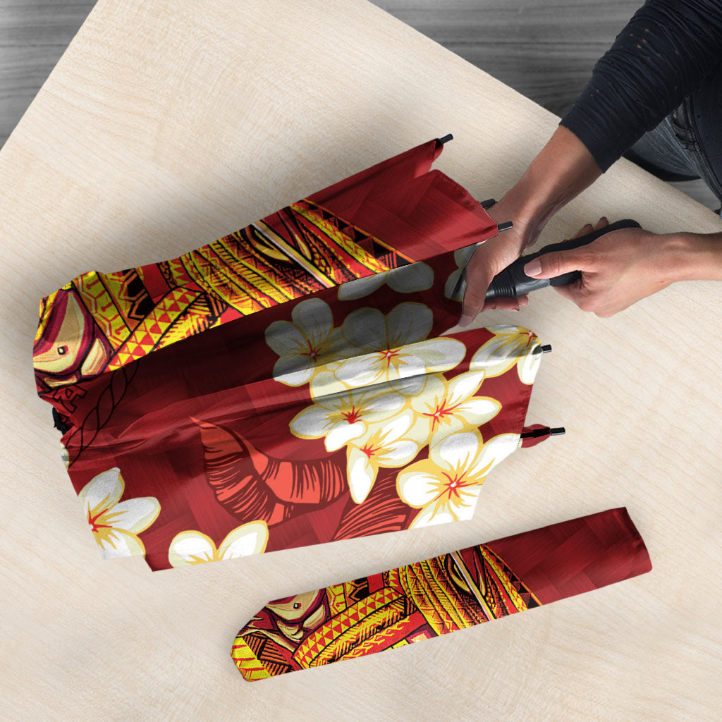 Hawaii King Kamehameha Umbrella Plumeria Lauhala Pattern LT01 - Polynesian Pride