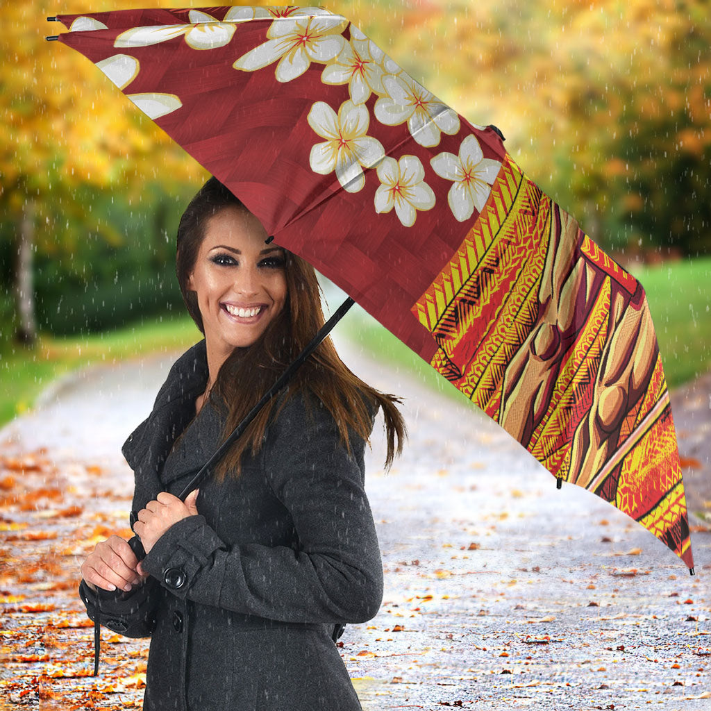 Hawaii King Kamehameha Umbrella Plumeria Lauhala Pattern LT01 - Polynesian Pride