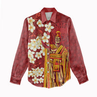 Hawaii King Kamehameha Women Casual Shirt Plumeria Lauhala Pattern LT01 - Polynesian Pride
