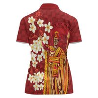 Hawaii King Kamehameha Women Polo Shirt Plumeria Lauhala Pattern LT01 - Polynesian Pride