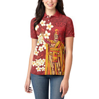 Hawaii King Kamehameha Women Polo Shirt Plumeria Lauhala Pattern LT01 - Polynesian Pride