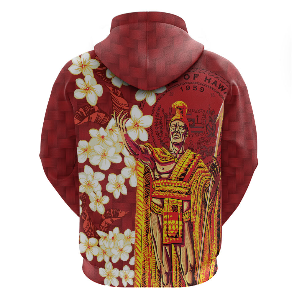 Hawaii King Kamehameha Zip Hoodie Plumeria Lauhala Pattern LT01 - Polynesian Pride