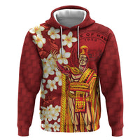 Hawaii King Kamehameha Zip Hoodie Plumeria Lauhala Pattern LT01 Pullover Hoodie Red - Polynesian Pride