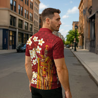 Hawaii King Kamehameha Zipper Polo Shirt Plumeria Lauhala Pattern LT01 - Polynesian Pride