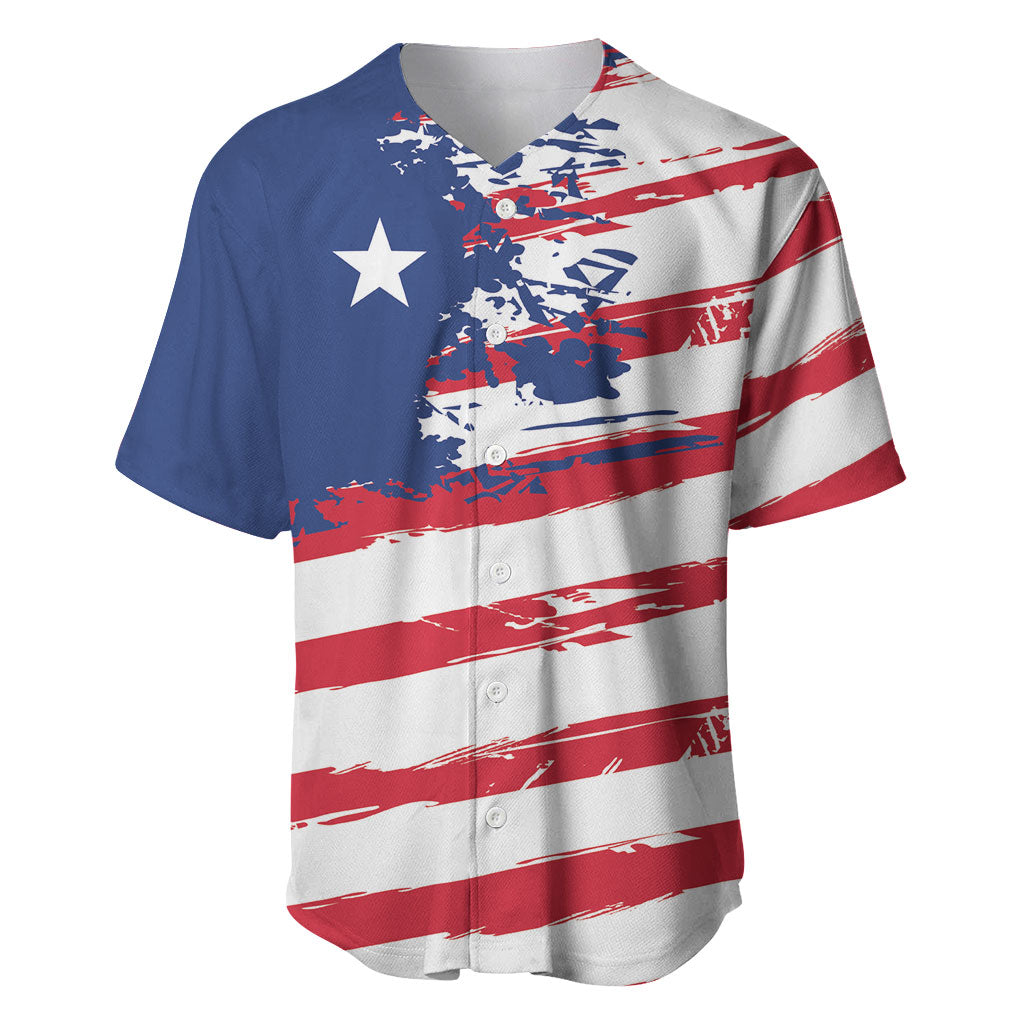 Liberia Flag Baseball Jersey Grunge Stylized LT01 Multicolor - Polynesian Pride