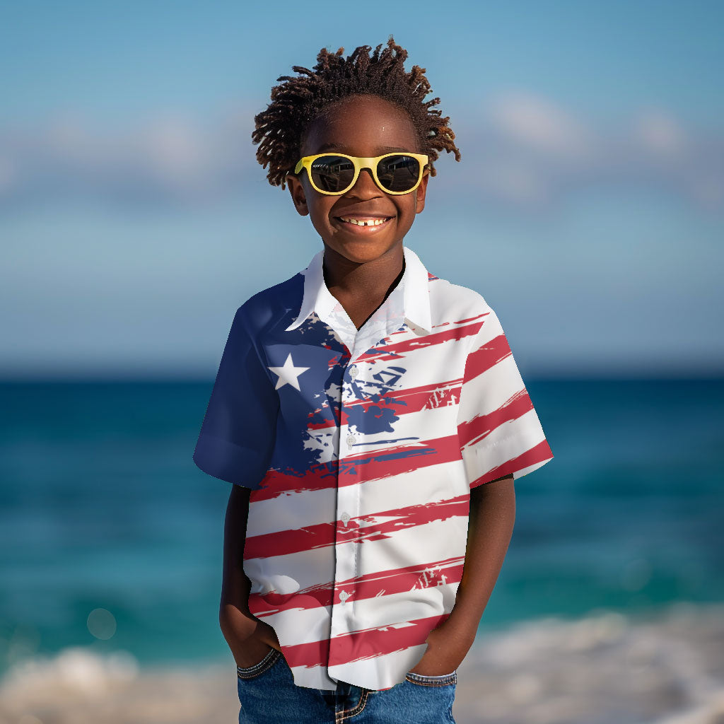 Liberia Flag Kid Hawaiian Shirt Grunge Stylized LT01 Kid Multicolor - Polynesian Pride