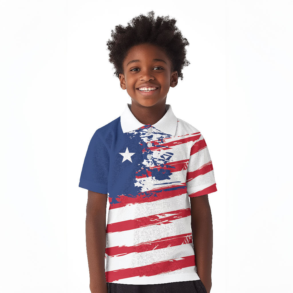 Liberia Flag Kid Polo Shirt Grunge Stylized LT01 Kid Multicolor - Polynesian Pride