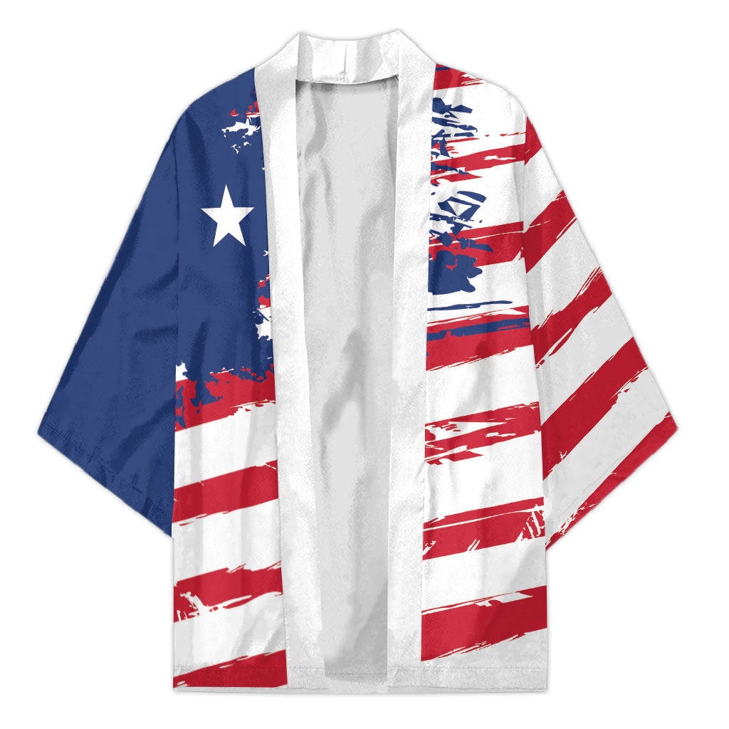 Liberia Flag Kimono Grunge Stylized LT01 Unisex Multicolor - Polynesian Pride