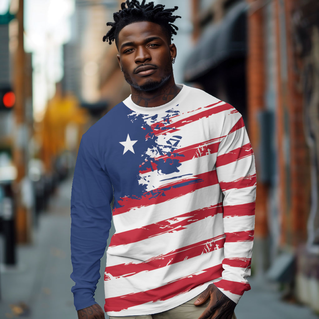 Liberia Flag Long Sleeve Shirt Grunge Stylized LT01 Unisex Multicolor - Polynesian Pride