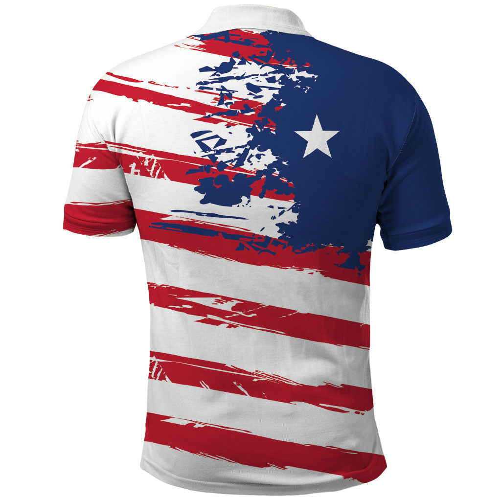 Liberia Flag Polo Shirt Grunge Stylized