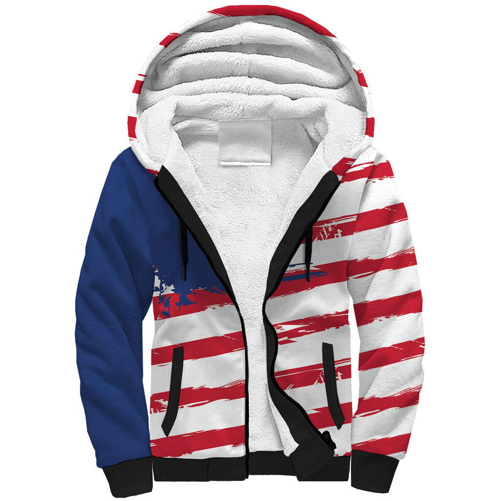 Liberia Flag Sherpa Hoodie Grunge Stylized LT01 Unisex Multicolor - Polynesian Pride