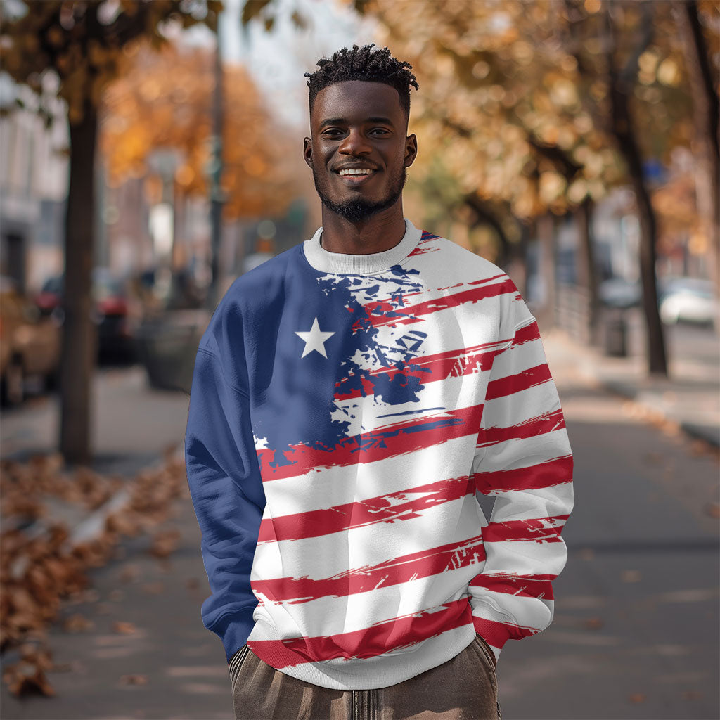 Liberia Flag Sweatshirt Grunge Stylized LT01 Unisex Multicolor - Polynesian Pride
