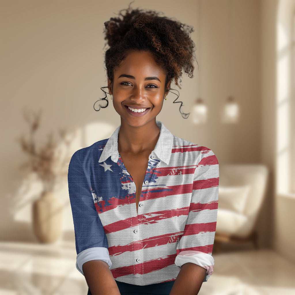 Liberia Flag Women Casual Shirt Grunge Stylized LT01 Female Multicolor - Polynesian Pride