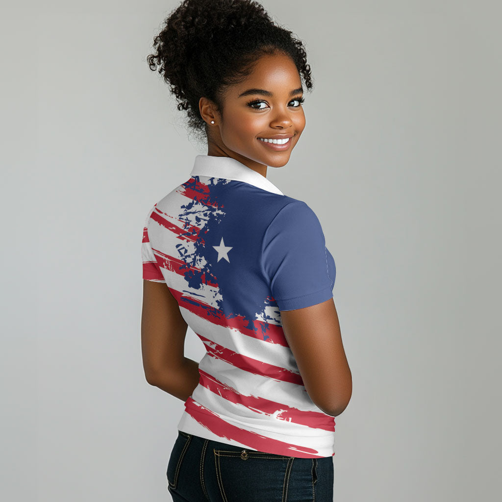 Liberia Flag Women Polo Shirt Grunge Stylized