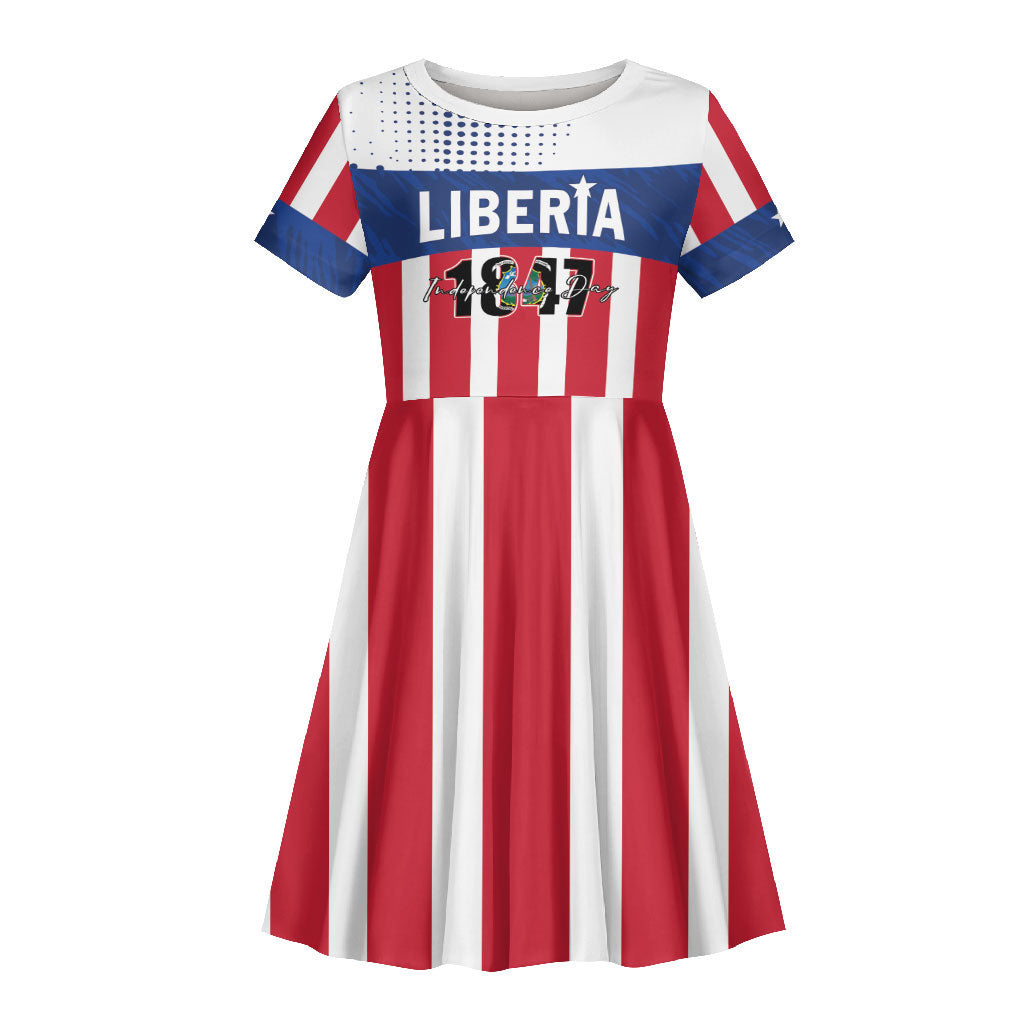 Personalized Liberia 1847 Kid Short Sleeve Dress Happy Independence Day