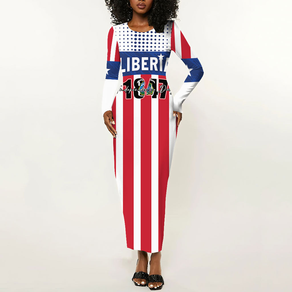 Personalized Liberia 1847 Long Sleeve Bodycon Dress Happy Independence Day