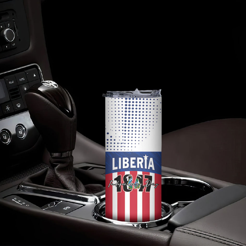 Personalized Liberia 1847 Skinny Tumbler Happy Independence Day