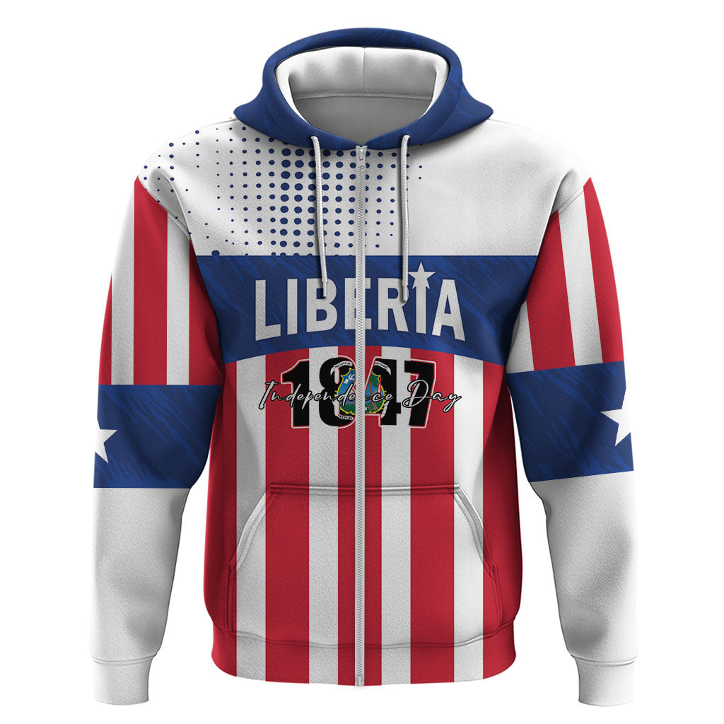 Personalized Liberia 1847 Zip Hoodie Happy Independence Day
