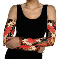 Hawaii Christmas Poinsettia Lei Arm Sleeves Tapa Pattern - Polynesian Pride