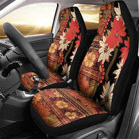 Hawaii Christmas Poinsettia Lei Car Seat Cover Tapa Pattern - Polynesian Pride