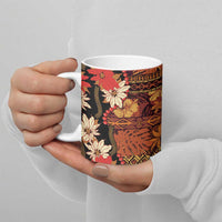 Hawaii Christmas Poinsettia Lei Ceramic Mug Tapa Pattern - Polynesian Pride