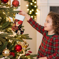 Hawaii Christmas Poinsettia Lei Christmas Stocking Tapa Pattern - Polynesian Pride