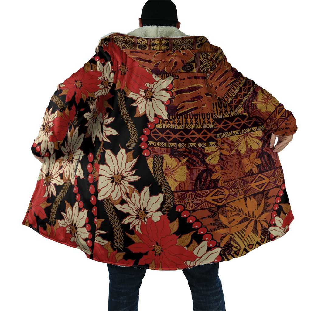 Hawaii Christmas Poinsettia Lei Cloak Tapa Pattern - Polynesian Pride